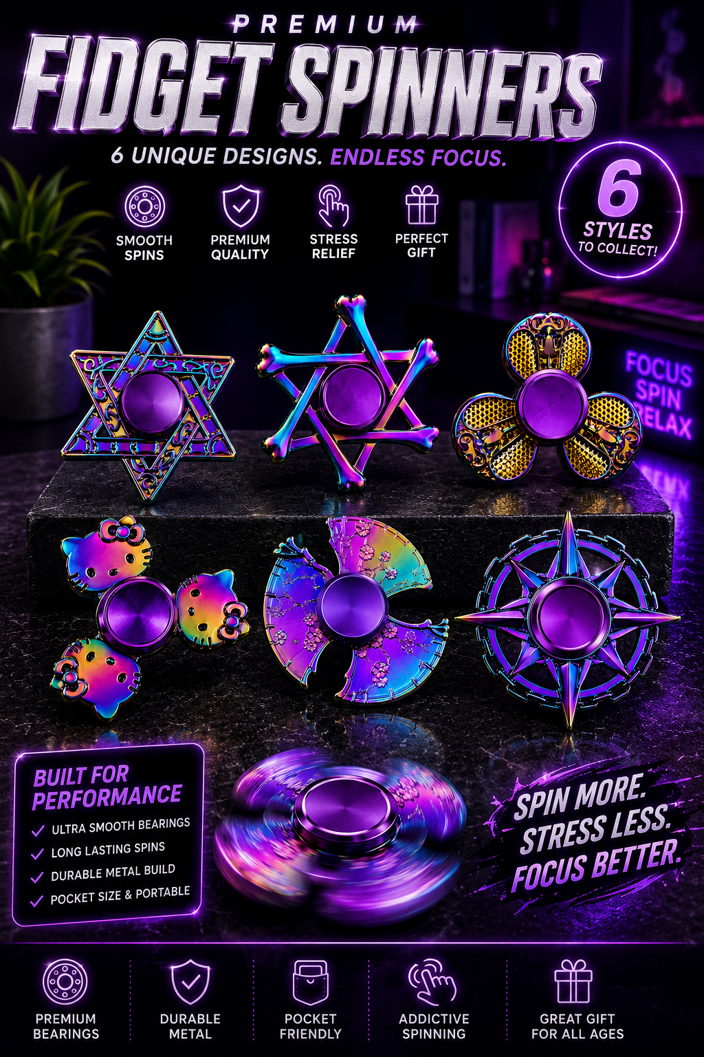 Rainbow Metal Fidget Spinner – Anxiety & Stress Relief