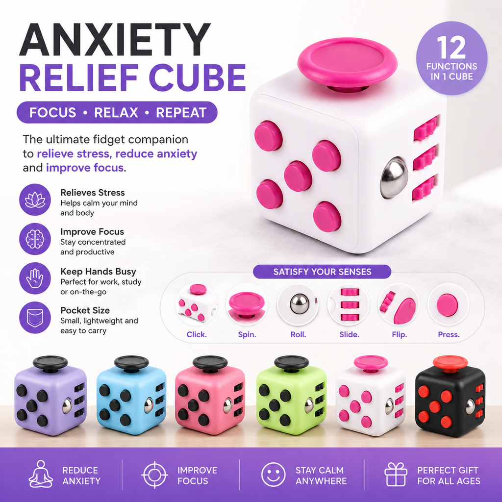 Anxiety & ADHD Relief Fidget Cube – Stress & Focus Toy